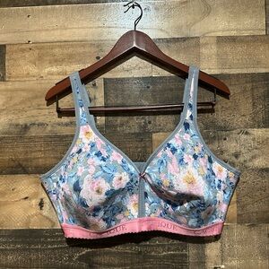 Cacique Women’s floral bra 44DD light lined gray pink